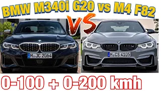 BMW M4 F82 VS BMW M340i G20 | 0-100 + 0-200 + 0-250 km/h | PS Hugo