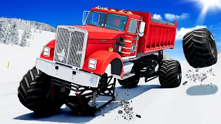 Driving a MONSTER SEMI TRUCK Down a Slippery Mountain (BeamNG)