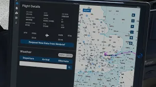 Loading the flight plan from the Flight Tablet into the FMC in the PMDG 737 in Flight Simulator