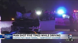 Investigation underway after victim shot 5 times while driving on Eastex Freeway, officers say