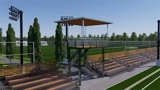 Football/Soccer field complex 3D rendering walk-through animation