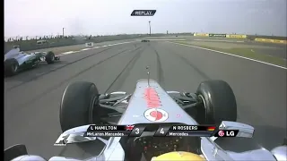 Lewis Hamilton onboard overtake on Nico Rosberg Chinese GP 2011