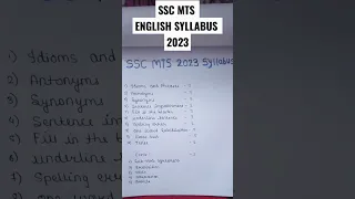 SSC MTS ENGLISH SYLLABUS 2023 | #shorts #ssc2023 #sscenglish #English syllabus #gaganpratap