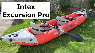 Intex Excursion Pro Inflatable Kayak K2 2-person Unboxing, Testing & Rolling Up