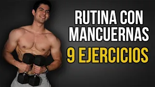 ¡RUTINA CON MANCUERNAS PARA ENTRENAR TODO EL CUERPO! / 9 EJERCICIOS