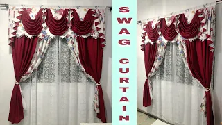 Simple Swag Curtain | How To Make Swag Curtain in Maroon| Full Tutorial For Beginners