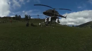 360 View of World Record Helicopter Lift on Shoulders in Austria