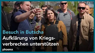 Außenministerin Baerbock besucht Butscha am 10.05.22