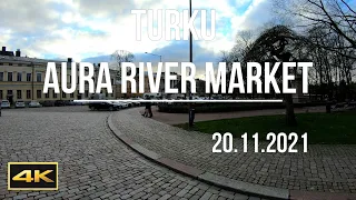 Walking in Turku Aura river market 20.11.2021