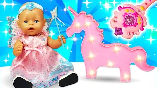 Baby Annabell -nukke lelukaupassa. Baby Born -nuken uusi mekko