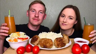 МУКБАНГ С ДОМАШНИМ ПЮРЕ И КОТЛЕТАМИ ответы на вопросы| MUKBANG HOMEMADE MASHED POTATOES WITH CUTLETS