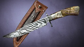 "That's TWISTED!" -- Low Layer Twist Damascus BOWIE - Full Knife Making Movie