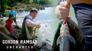Gordon Ramsay Tries Fishing In Rapids | Gordon Ramsay: Uncharted