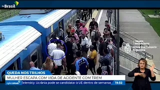 Mulher escapa com vida de acidente com trem