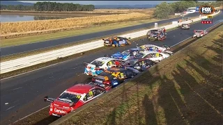 SUPERCARS 2017 RACE 3 START AND MAJOR CRASH FOLLOWED BY POST INCIDENT INTERVIEWS