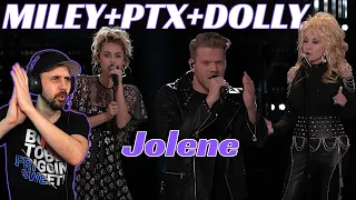 REACTION to Pentatonix + Miley Cyrus + Dolly Parton?!? JOLENE!