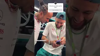 Neymar meets Lewis Hamilton in the Merc garage spainish GP ❤️ #neymar #hamilton #football #formula1