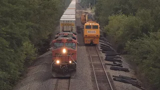 Work trains and 70 mph hotshots meet in Wilbern, IL