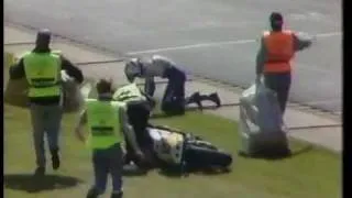 MotoGP - 500cc GP - Wayne Gardner Highsides in Practice - Donington park 1988.