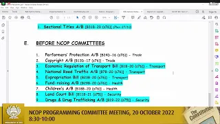 NCOP PROGRAMMING COMMITTEE MEETING, 20 October 2022