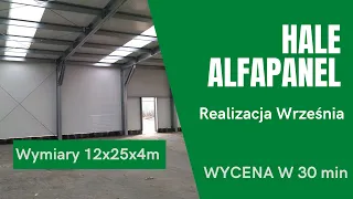 Realizacja Hala Stalowa Września, budowa hali 12x25x4m, Hala ciepła z płyty warstwowej.