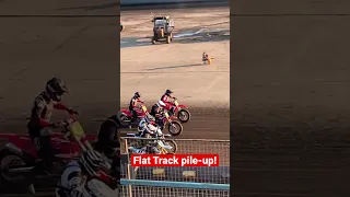 Flat track pile-up!! #dirtbike #flattrack #crash #fail #motocross #speedway