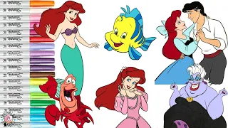 Disney Princess Coloring Book Pages The Little Mermaid Princess Ariel Flounder Ursula Prince Eric