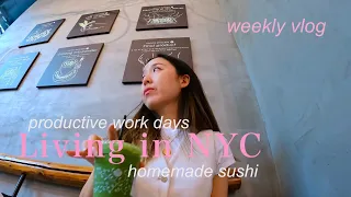 Living in NYC vlog 🪻 productive days at home, realistic corporate work-life balance, homemade sushi