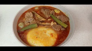 Fufu and Light Soup with Oxtail, Smoked/Dried Fish, and Mackerel