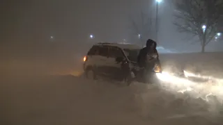 INTENSE BLIZZARD conditions at Buffalo, NY waterfront with lake effect snow