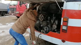 Заводим ЛАЗ-699 зимой кривым стартером