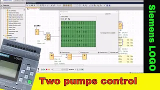 Controlling two pumps with one button - Siemens LOGO PLC tutorial.