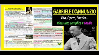 GABRIELE D'ANNUNZIO : VITA, OPERE e POETICA riassunto breve (x medie)