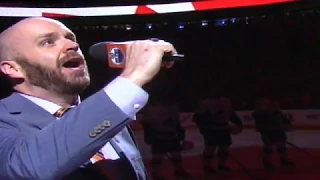 Robert Clark Singing the Canadian National Anthem O' Canada at Rogers Place 03/07/19