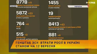 ☠️💣Генштаб ЗСУ: втрати Росії в Україні станом на 12 вересня