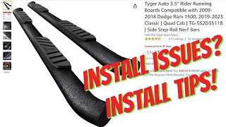 Tyger Running Boards / Side Steps Compatible with 2009-2018 Dodge Ram. Tips! Factory inserts.