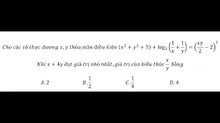 Toán 12: Cho các số thực dương x,y thỏa mãn điều kiện (x^2+y^2+5)+log_2⁡(1/x+1/y)=