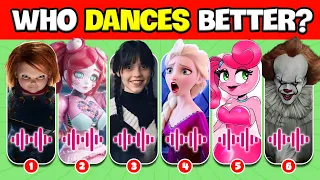 Guess Who DANCES Better? Who's DANCING?Wednesday, Suzy Snacktime, Pennywise, Chucky, Mommy Long Legs