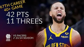 Stephen Curry 42 pts 11 threes vs Pacers 23/24 season