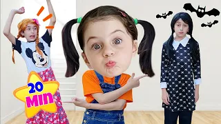 Mimi e Julinha em uma História Engraçada de Babá por um dia e Penteado de cabelo Maluco para criança