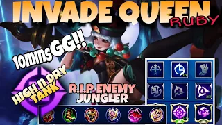 THE NEW INVADE QUEEN | RUBY TANK  WEIRD BUILD #1 & GAMEPLAY| AUTO WIN IN RANKGAME | 10MINS GG | MLBB