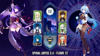 Double Hydro RAIDEN & Burning Melt GANYU - NEW Spiral Abyss 3.3 - Floor 12 (Genshin Impact)