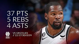 Kevin Durant 37 pts 5 rebs 4 asts vs Grizzlies 22/23 season