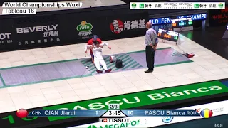 2018 245 T16 05 F S Individual Wuxi World Championships GREEN PASCU ROU vs QIAN CHN