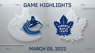 NHL Highlights | Canucks vs. Maple Leafs - Mar. 5, 2022
