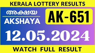 Kerala Lottery Akshaya AK 651 Results on 12.5.24