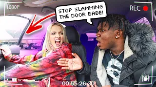 SLAMMING THE CAR DOOR PRANK ON BOYFRIEND! *HILARIOUS*