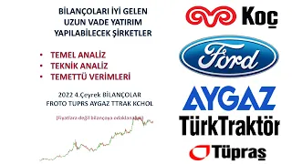 EFSANE bilançolar Uzun Vade Yatırımlık Şirketler FROTO TUPRS AYGAZ TTRAK KCHOL bilanço ve temettü