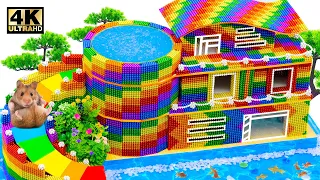 Build Round Swimming Pool On Rooftop, Rainbow Water Slide From Magnetic Balls | ASMR Video