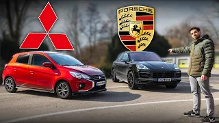 Porsche gegen 10.000 Euro Auto!  Das macht der Mitsubishi Space Star besser als der Cayenne GTS